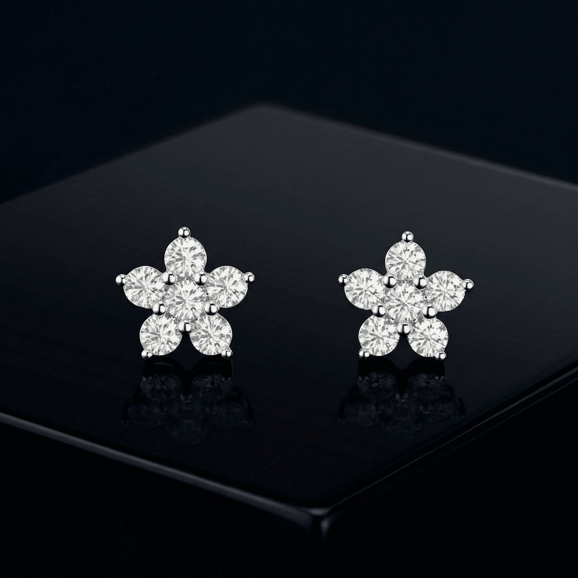 Zirconia Flower Stud Earrings