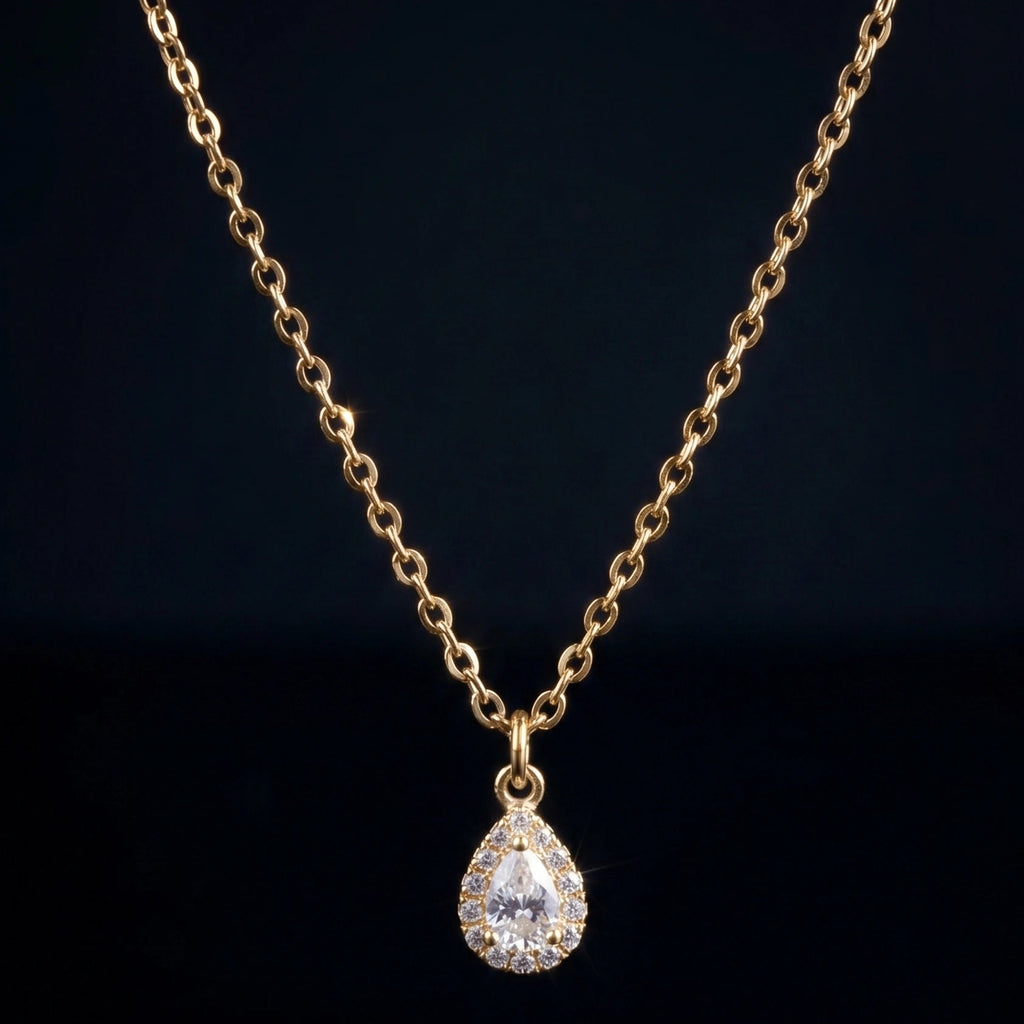 Tear Drop Solitare Necklace