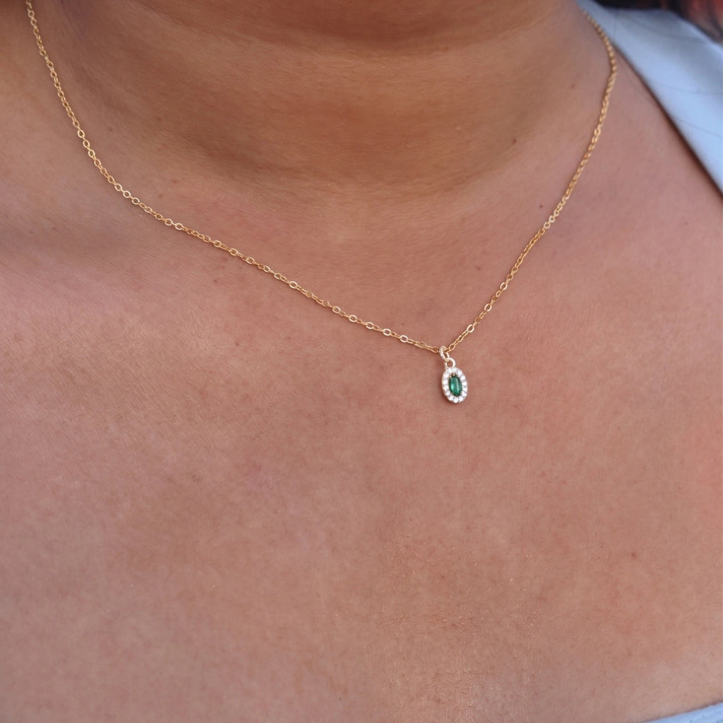 Emerald Solitare Pendant Necklace