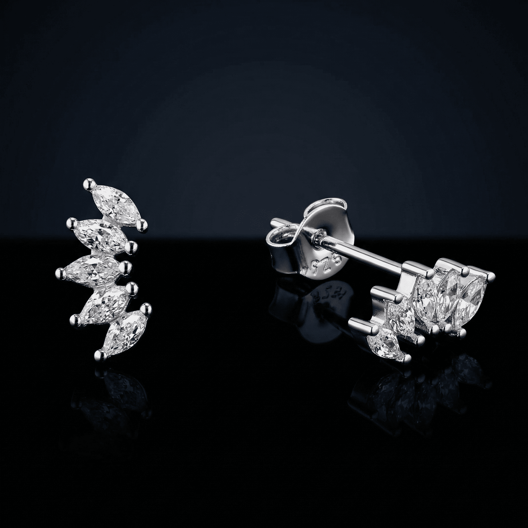 Baguette Cuff Stud Earrings
