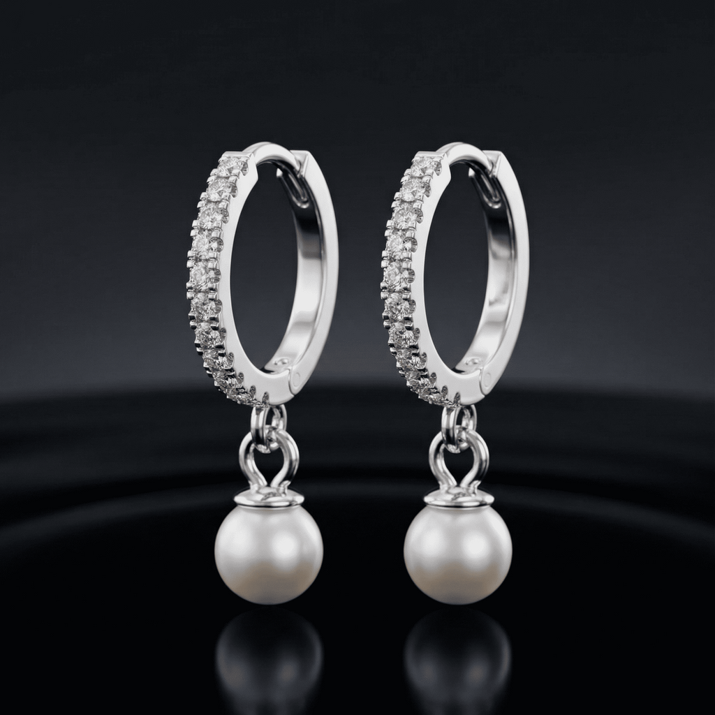 Pearl Charm Hoop Earrings
