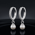 Pearl Charm Hoop Earrings