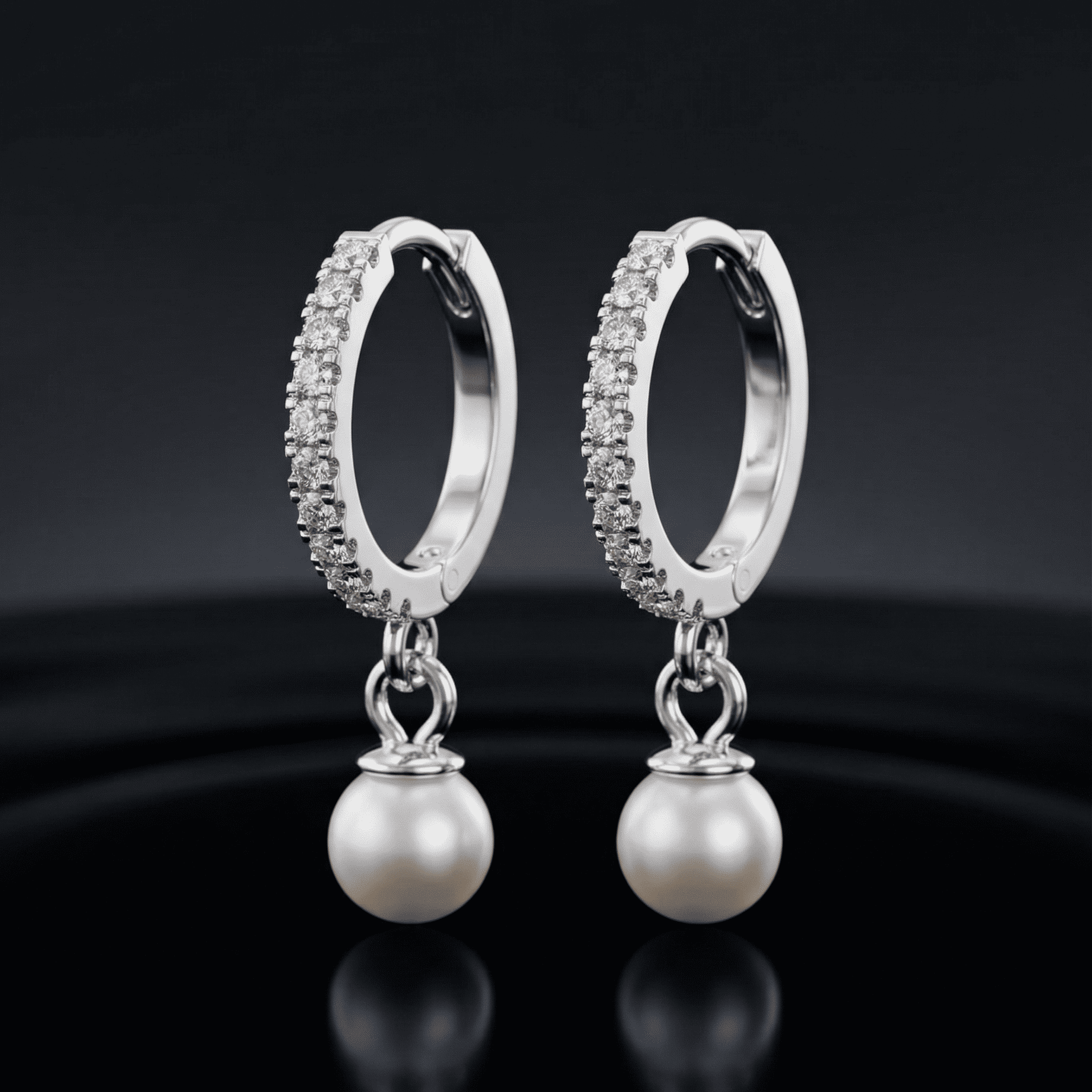 Pearl Charm Hoop Earrings