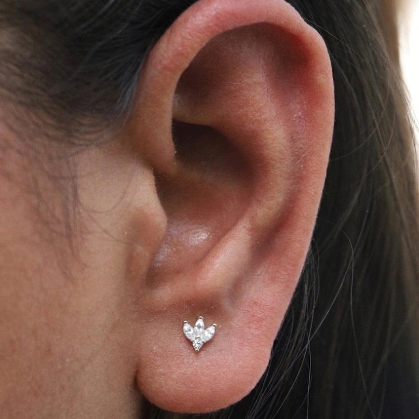 Zirconia Petal Trio Stud