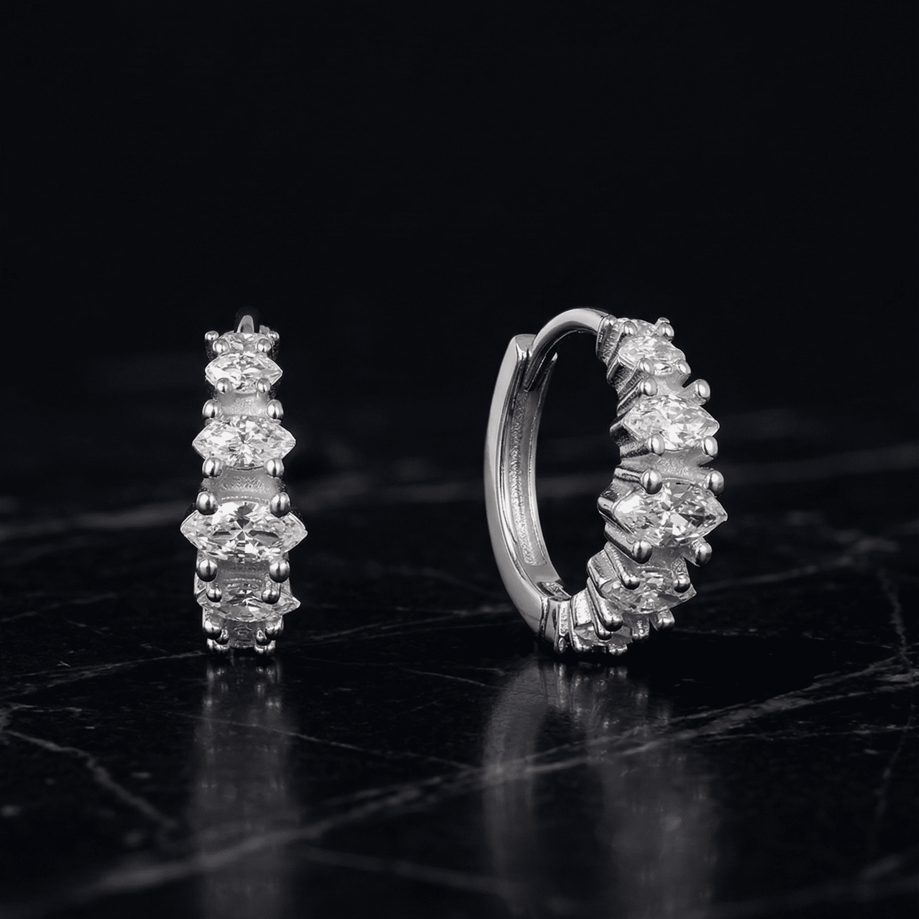 Luxury Marquise Stone Hoop Earrings
