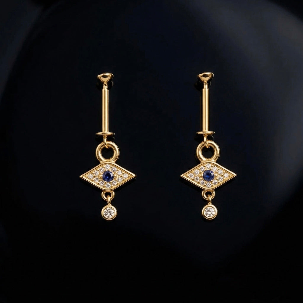 Evil Eye With Zircon Drop Helix Hanging