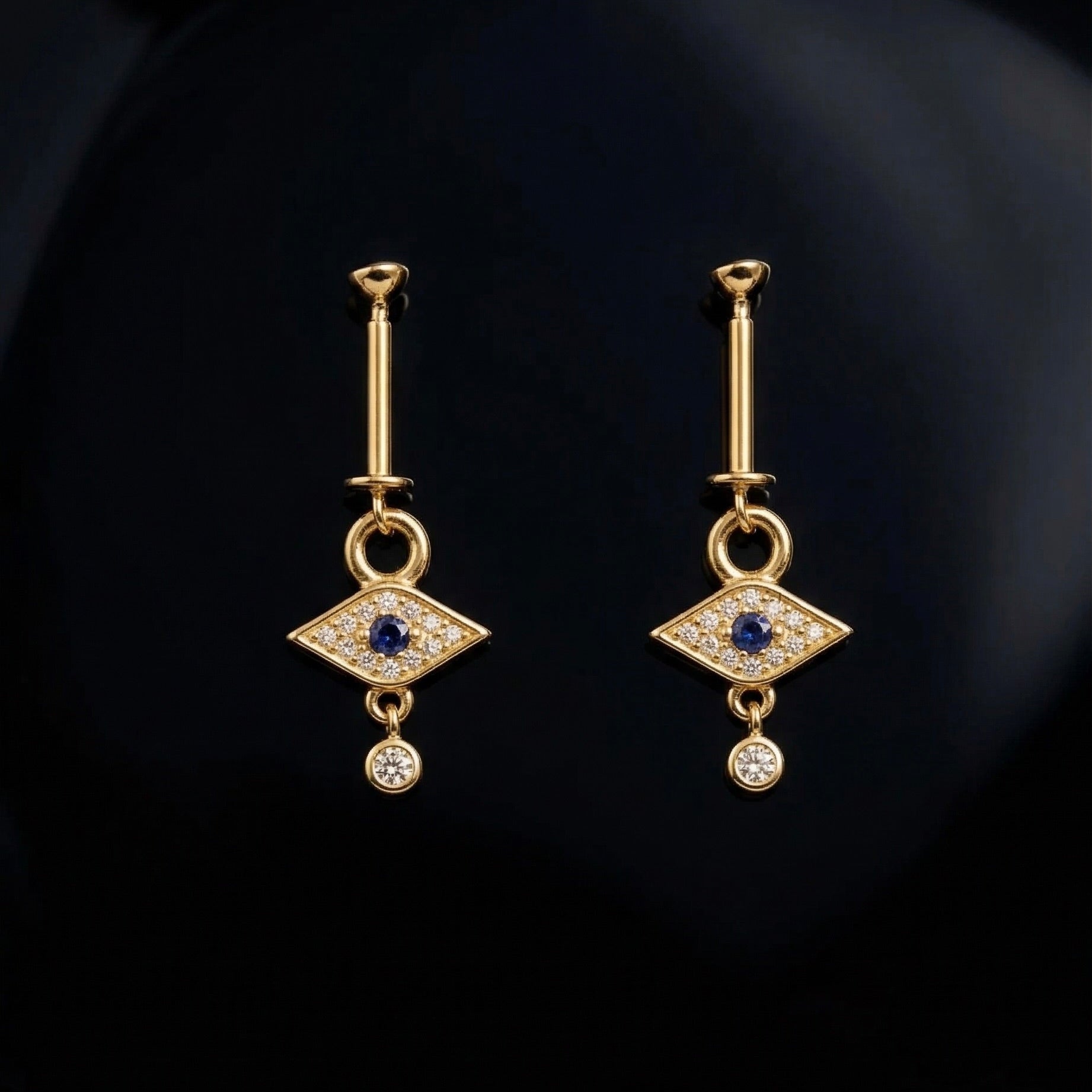 Evil Eye With Zircon Drop Helix Hanging