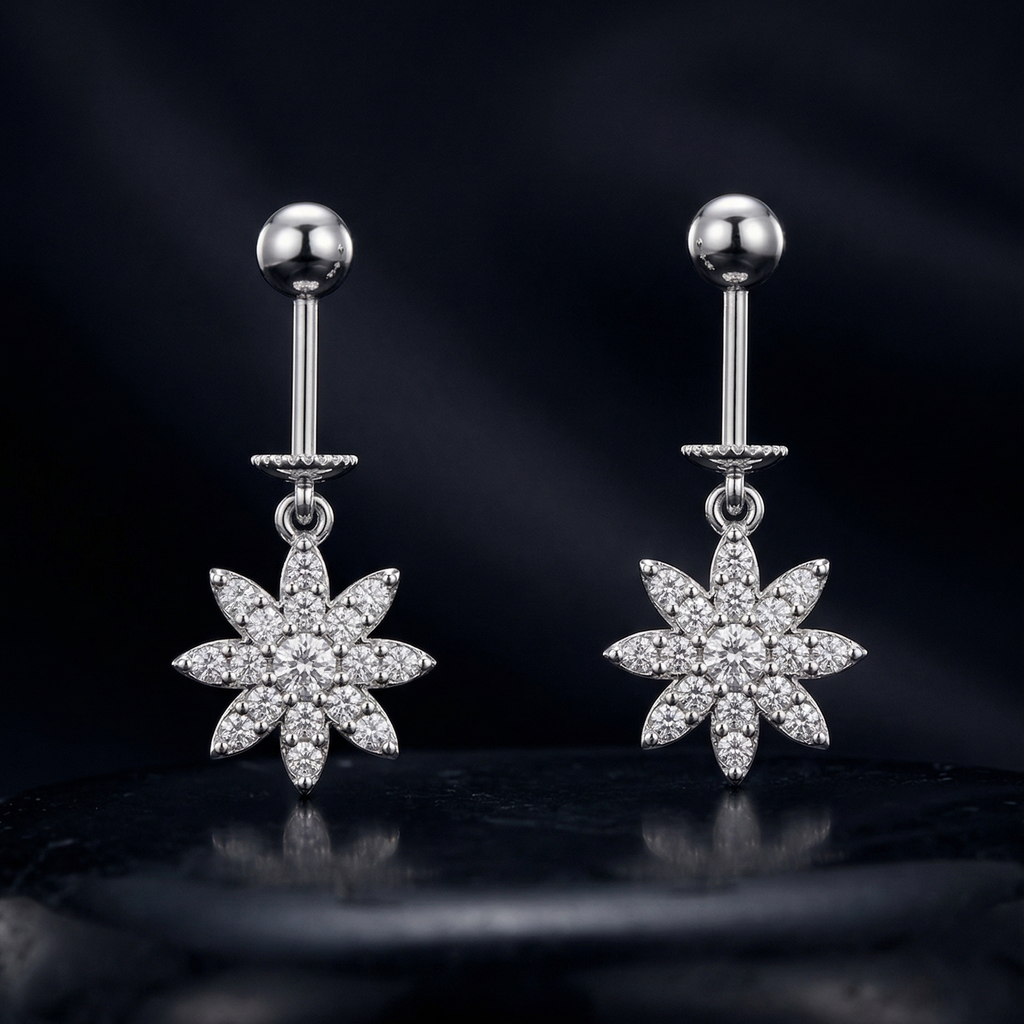 Zirconia Petal Drop Helix Hanging