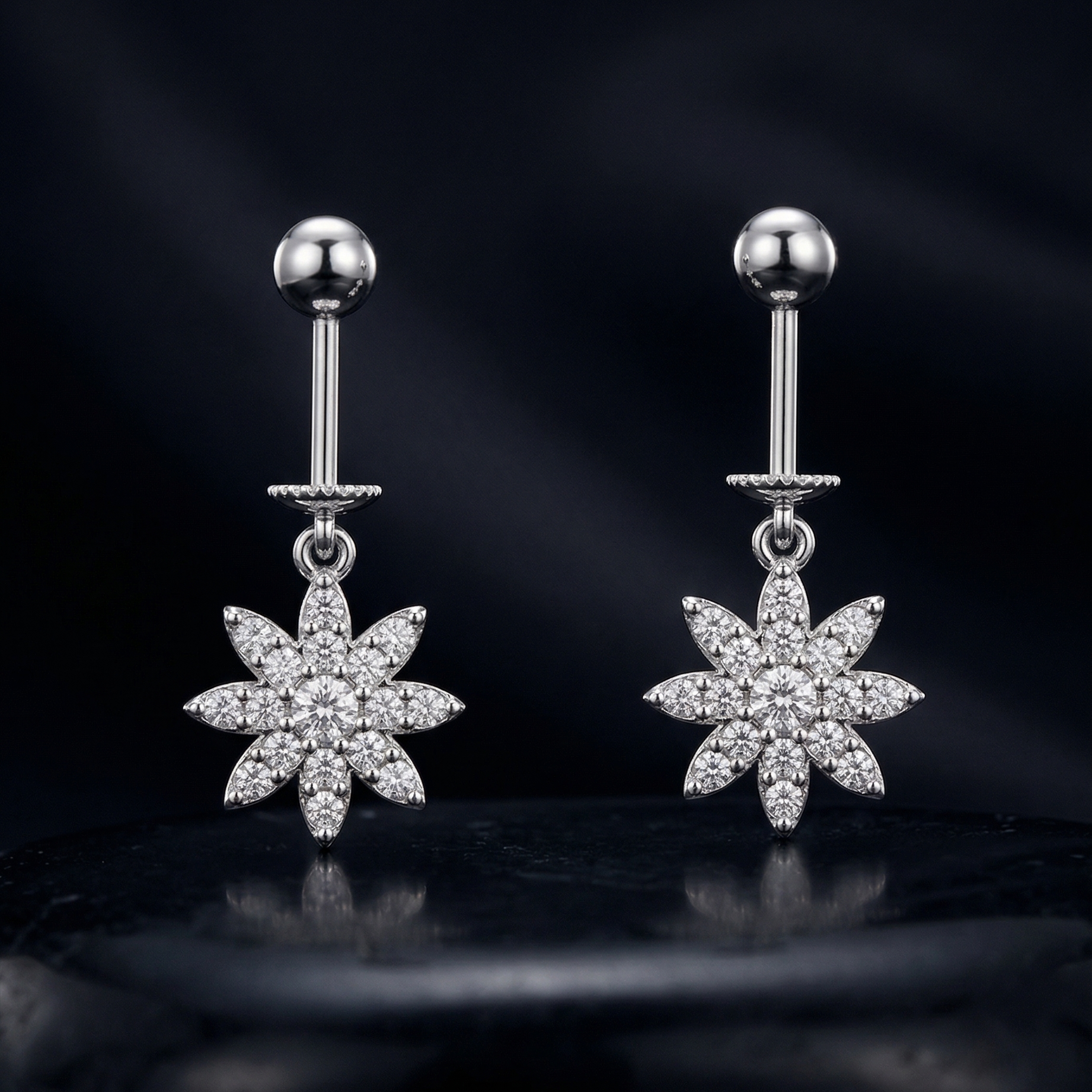 Zirconia Petal Drop Helix Hanging