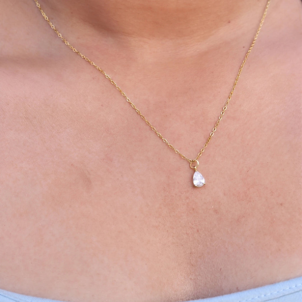 Teardrop Stone Diamond Necklace