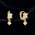Flower Drop Huggie Hoop Earrings
