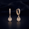 Solitare Radiant Drop Charm Hoop Earrings