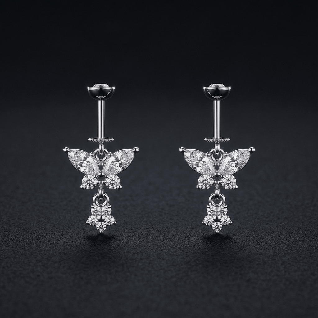 Zirconia Butterfly with a Drop Helix Hanging