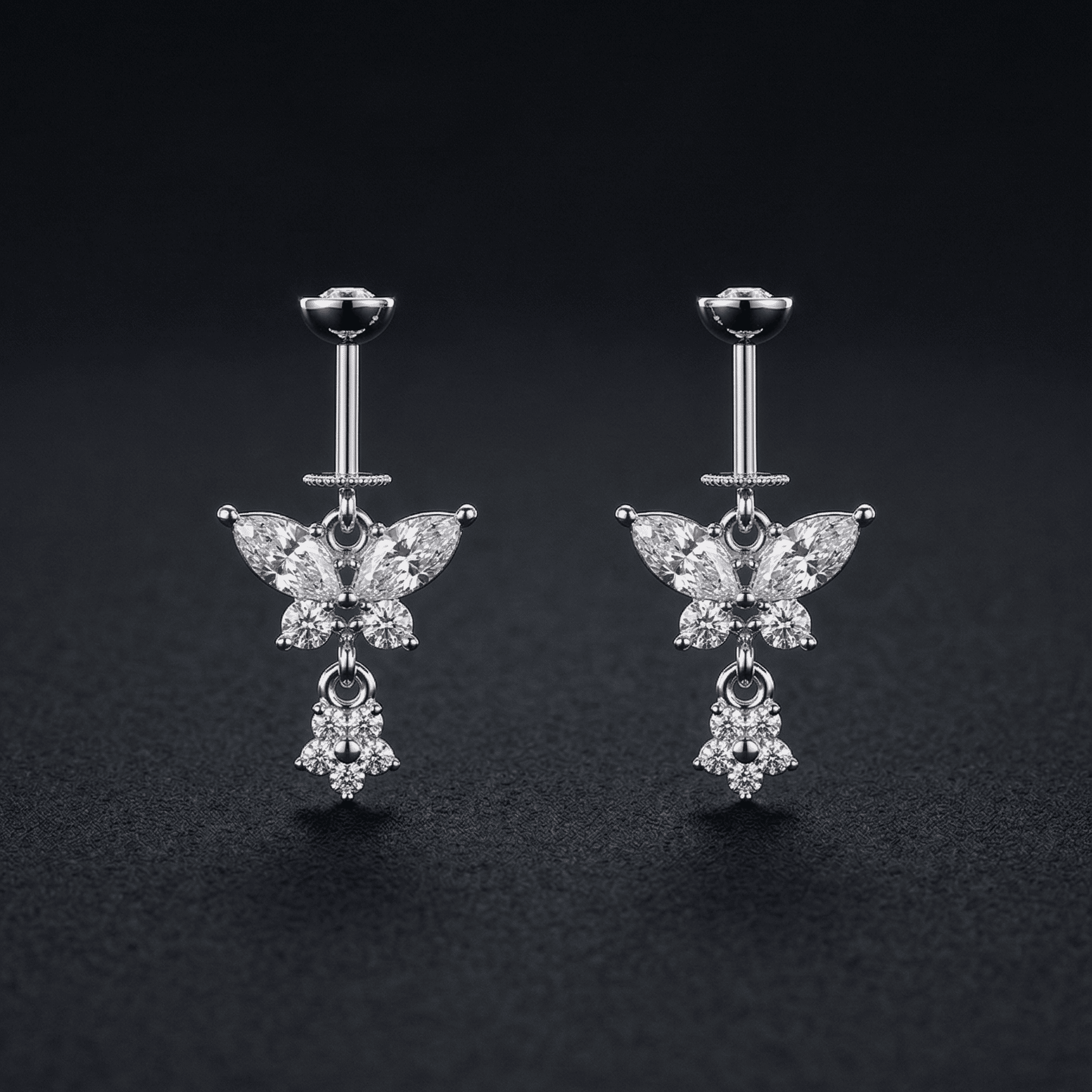 Zirconia Butterfly with a Drop Helix Hanging