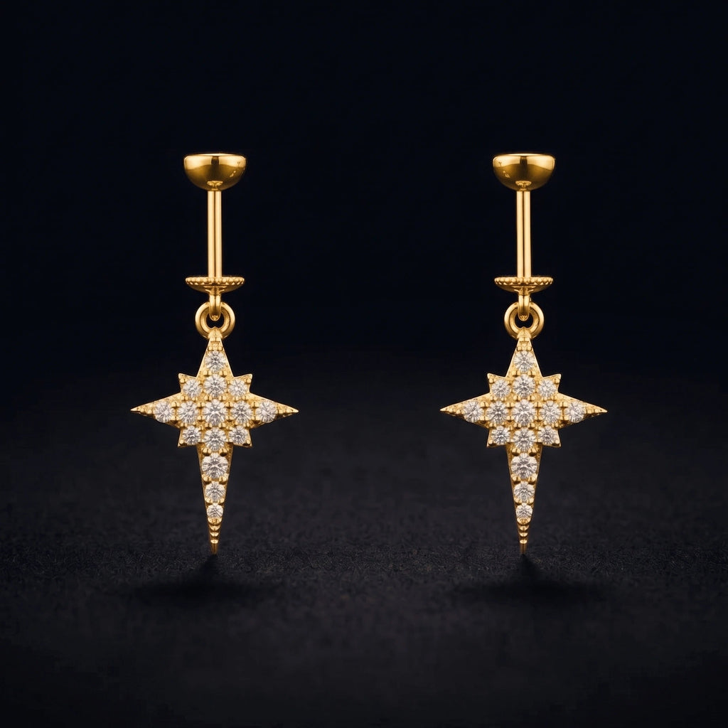 Zirconia Dangle Star Helix Hanging Earrings