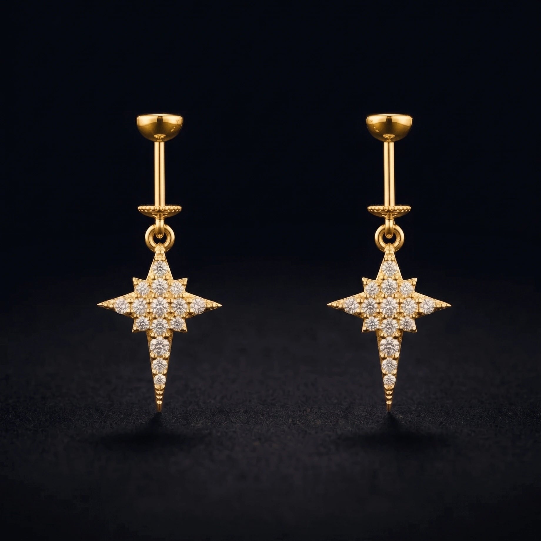 Zirconia Dangle Star Helix Hanging Earrings