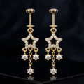 Star with Stone Droplets Helix Hanging Earrings