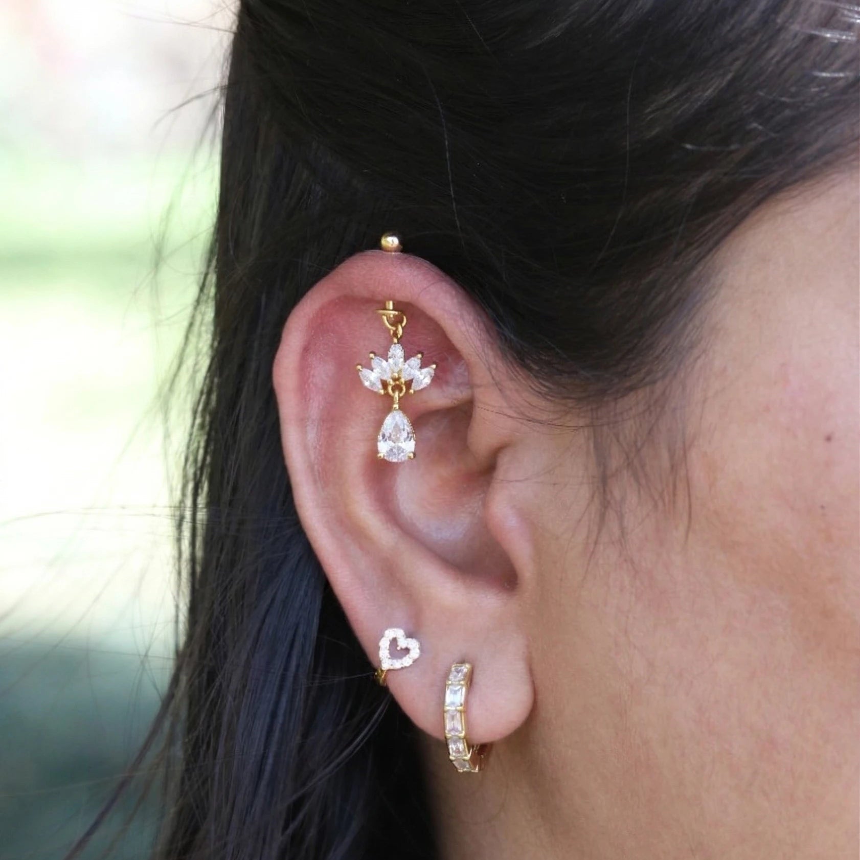 Zirconia Crown Drop Helix Hanging