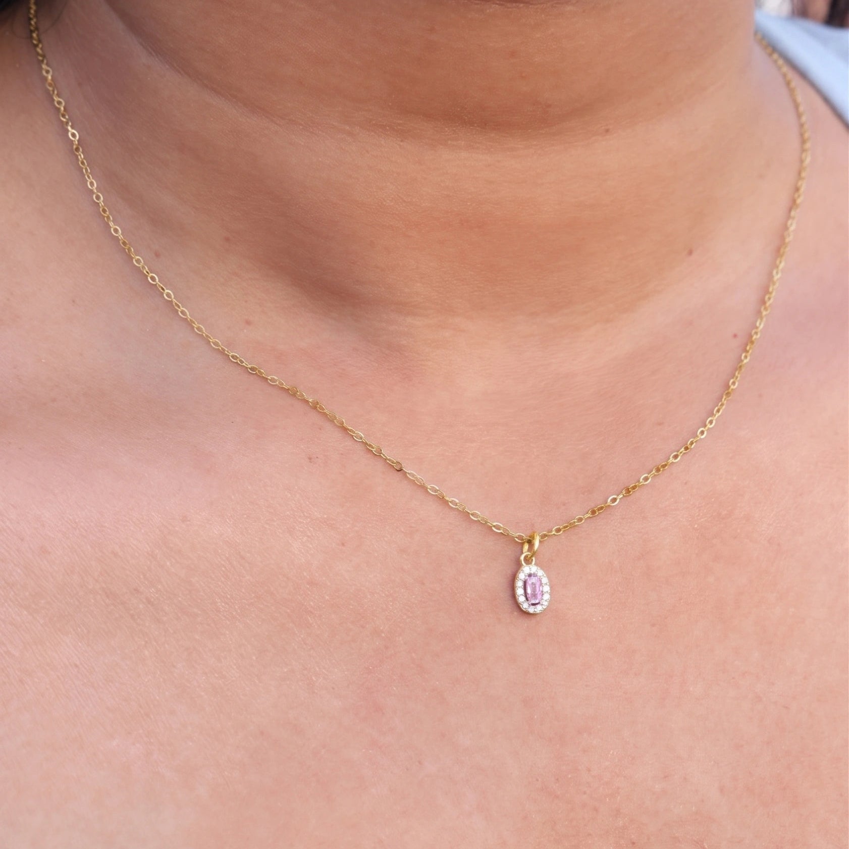 Aurora Pink Solitaire Necklace