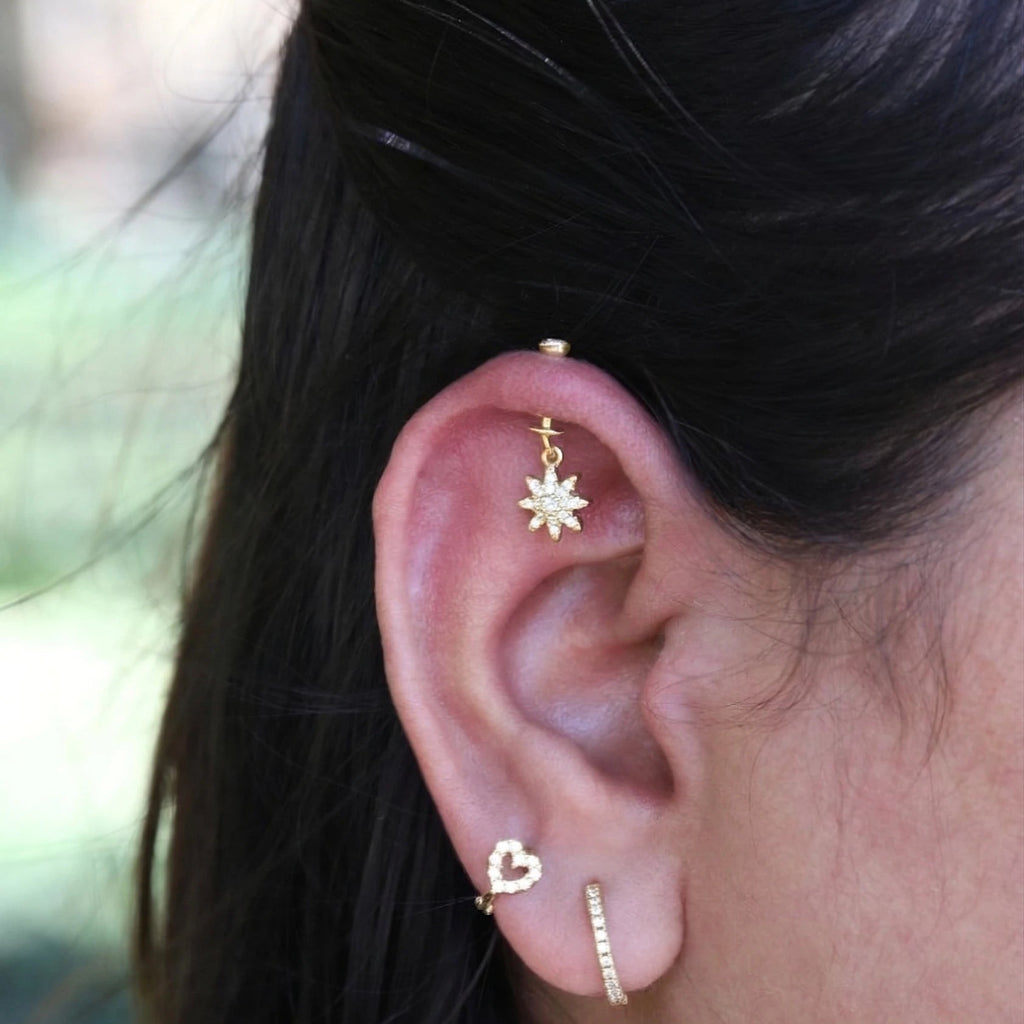 Zirconia Petal Drop Helix Hanging