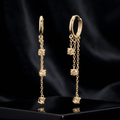 Long Chain Stone Charm Drop Hoop