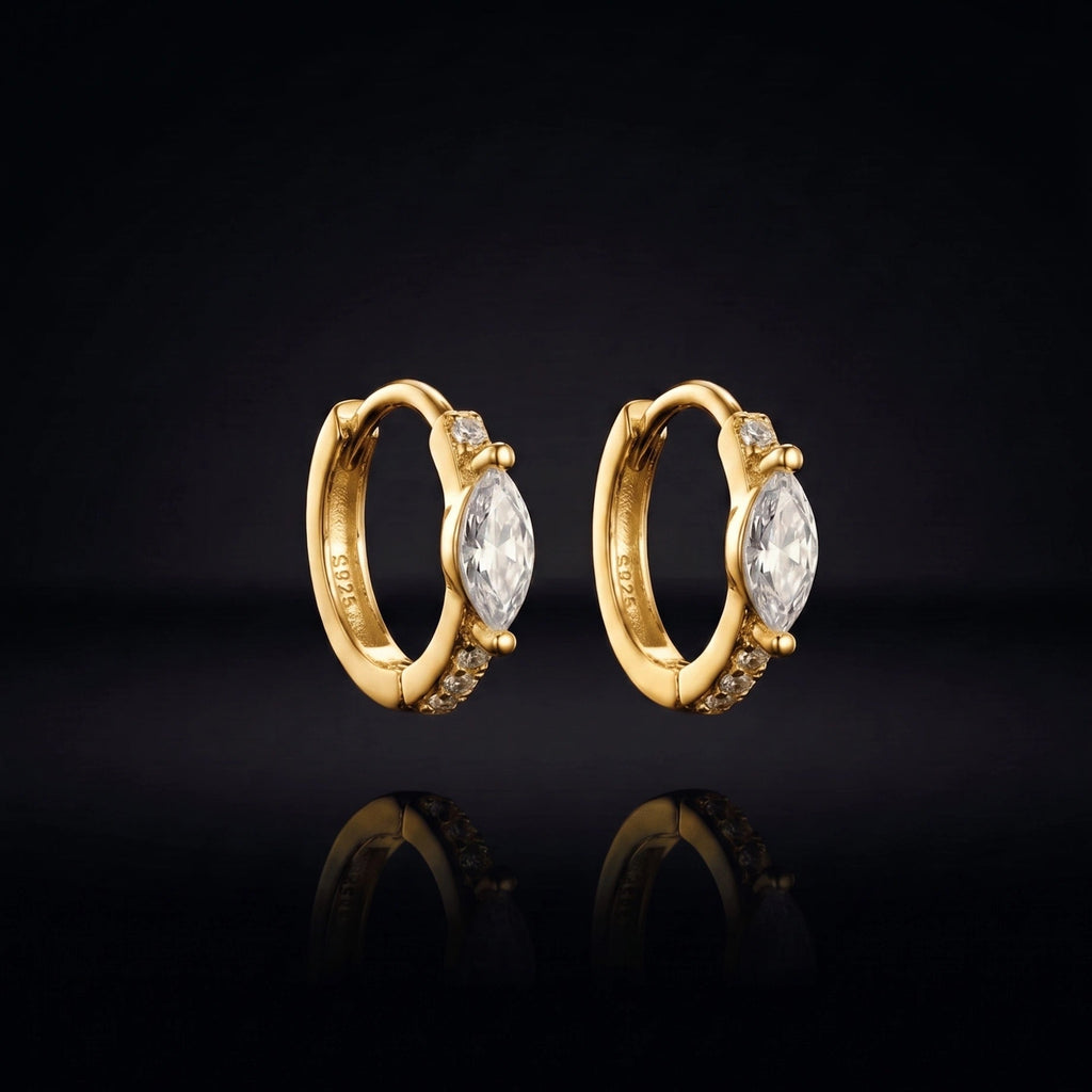 Marquise Stone Mini Hoop Earrings