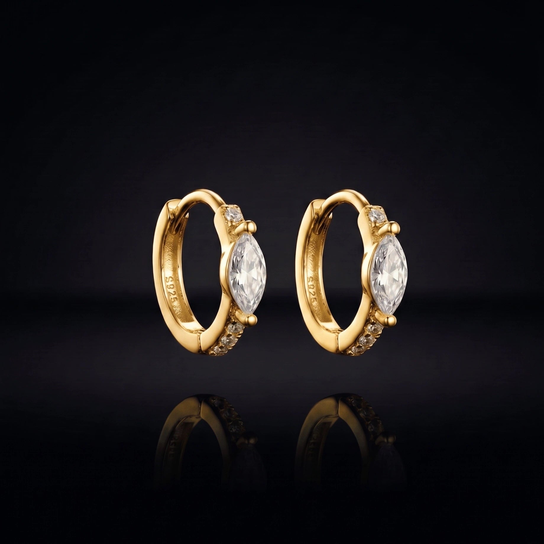 Marquise Stone Mini Hoop Earrings