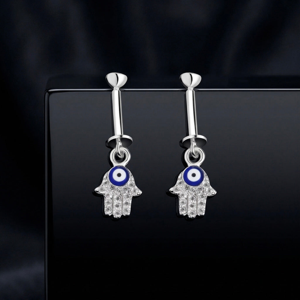 Hamsa Hand Helix Hanging Earrings