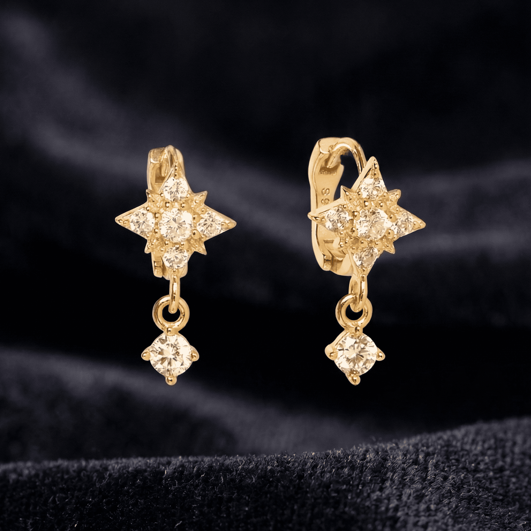 Star Drop Huggie Hoop Earrings