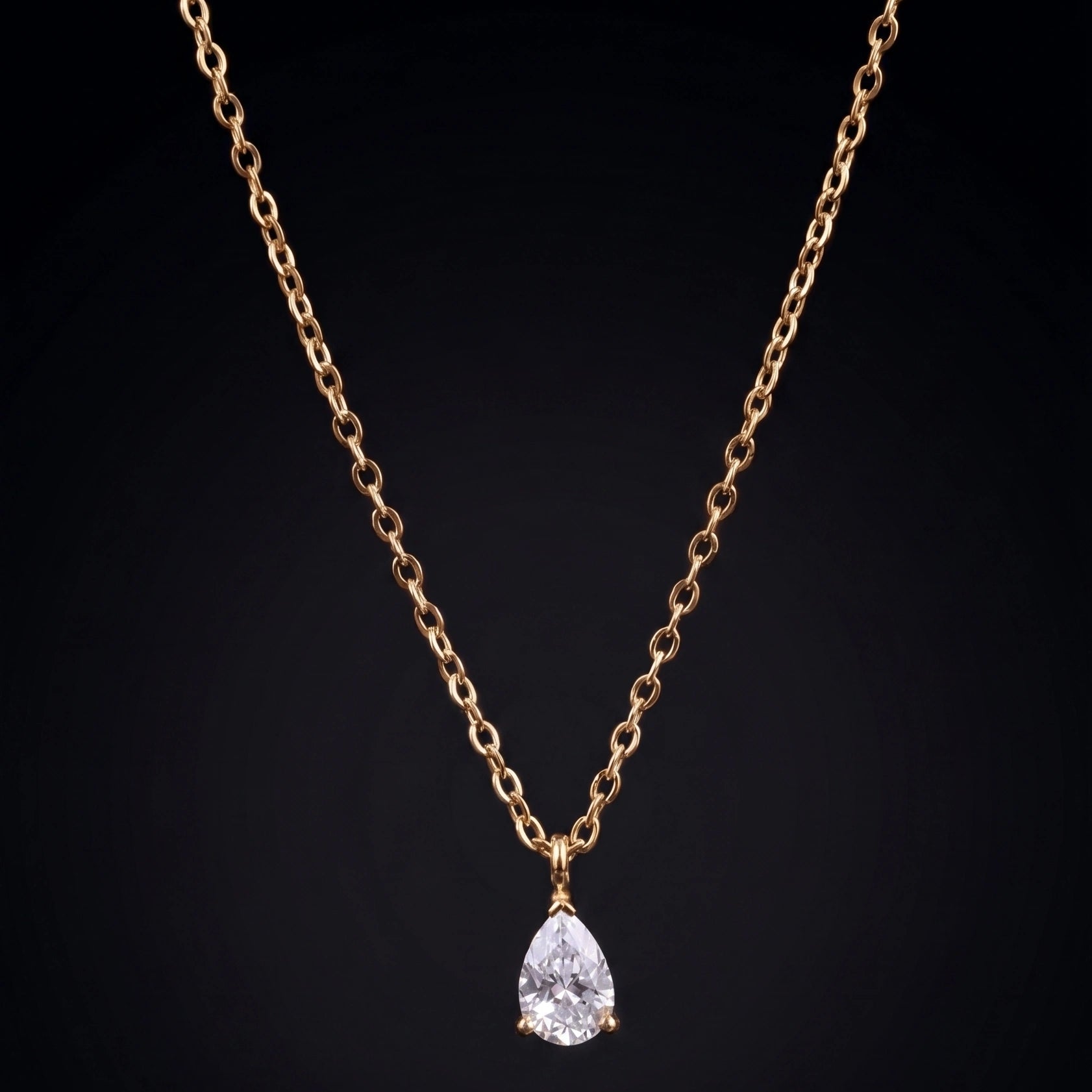 Teardrop Stone Diamond Necklace