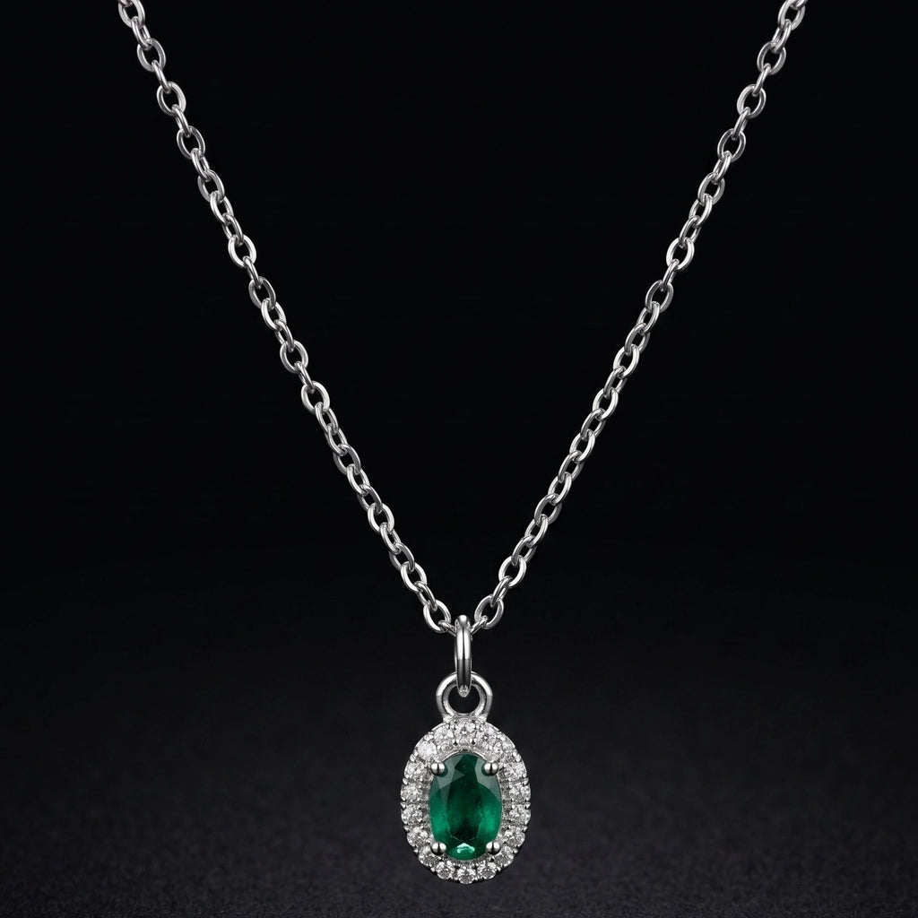 Emerald Solitare Pendant Necklace
