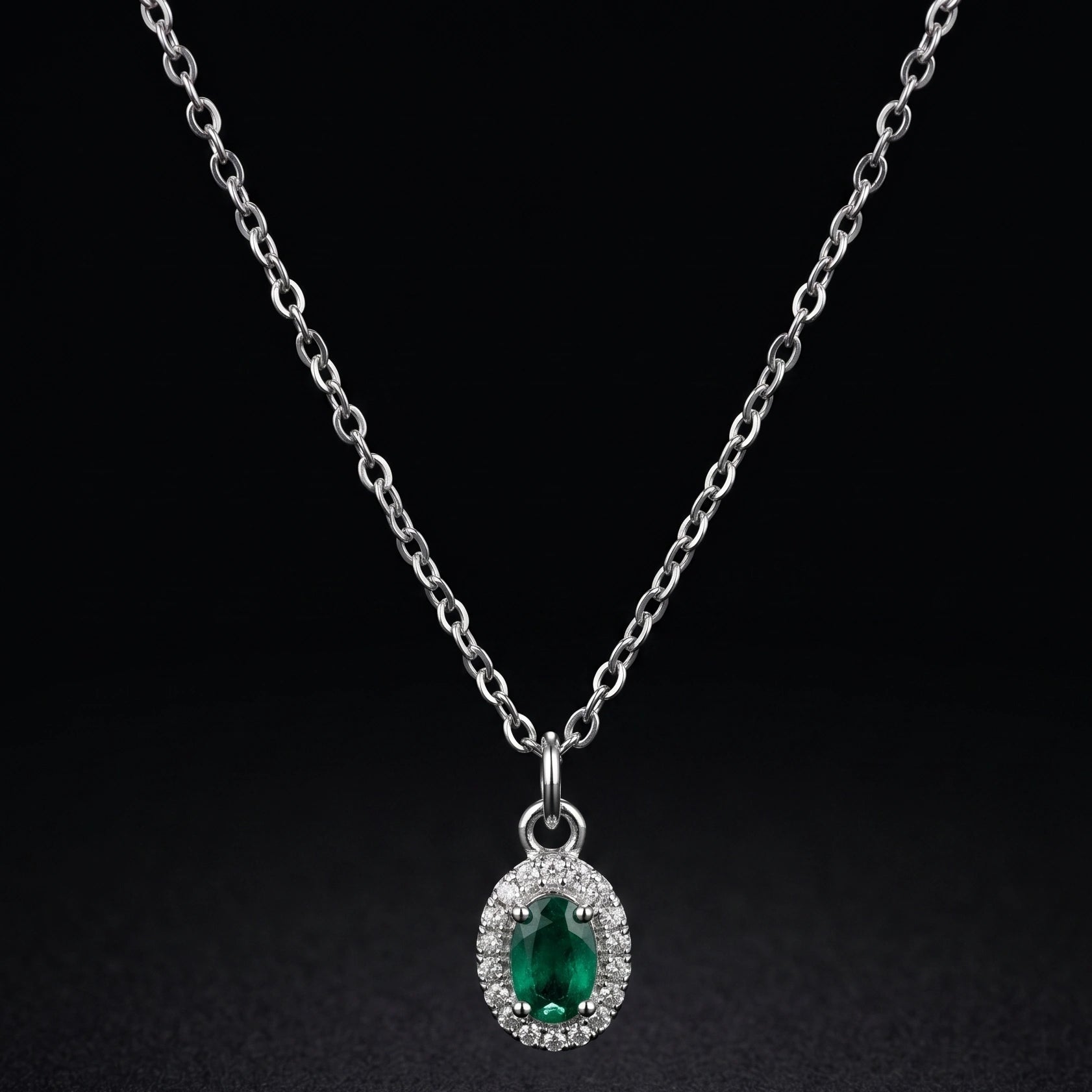 Emerald Solitare Pendant Necklace