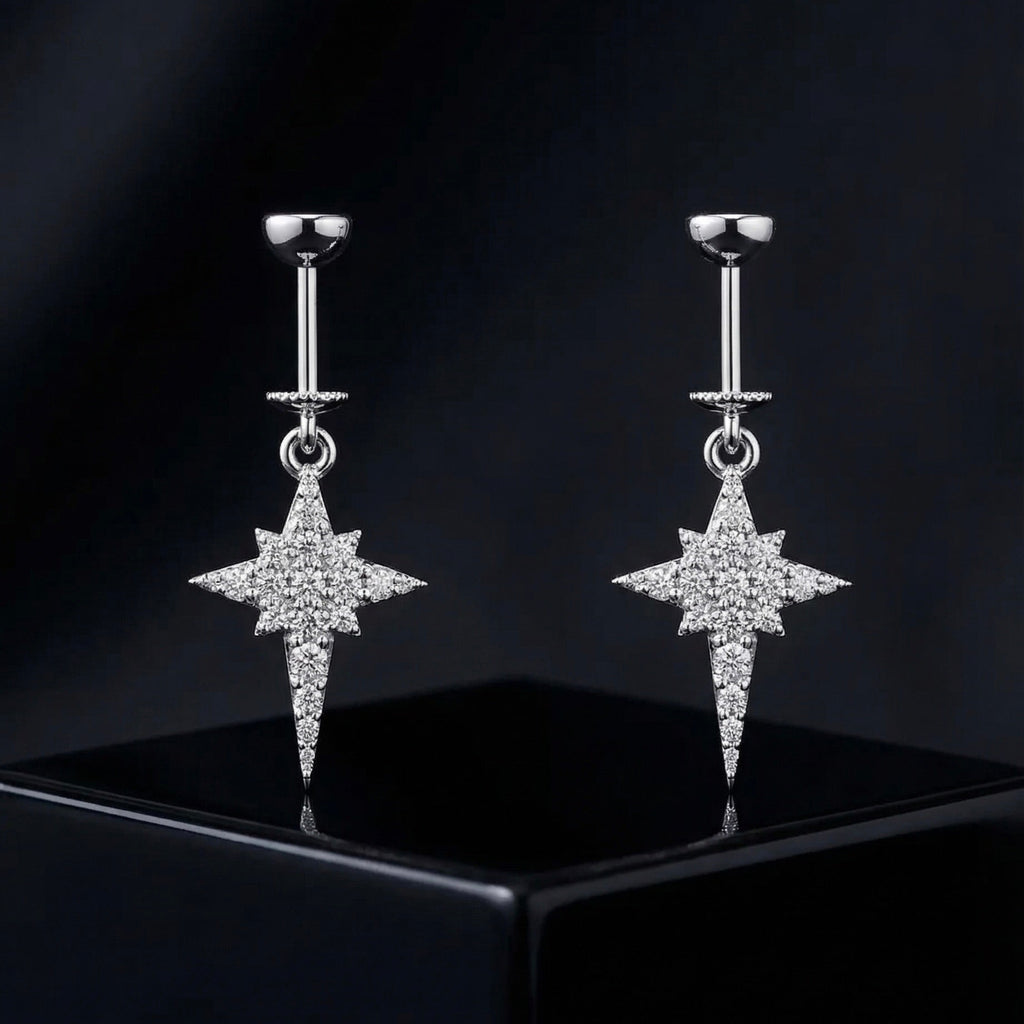 Zirconia Dangle Star Helix Hanging Earrings