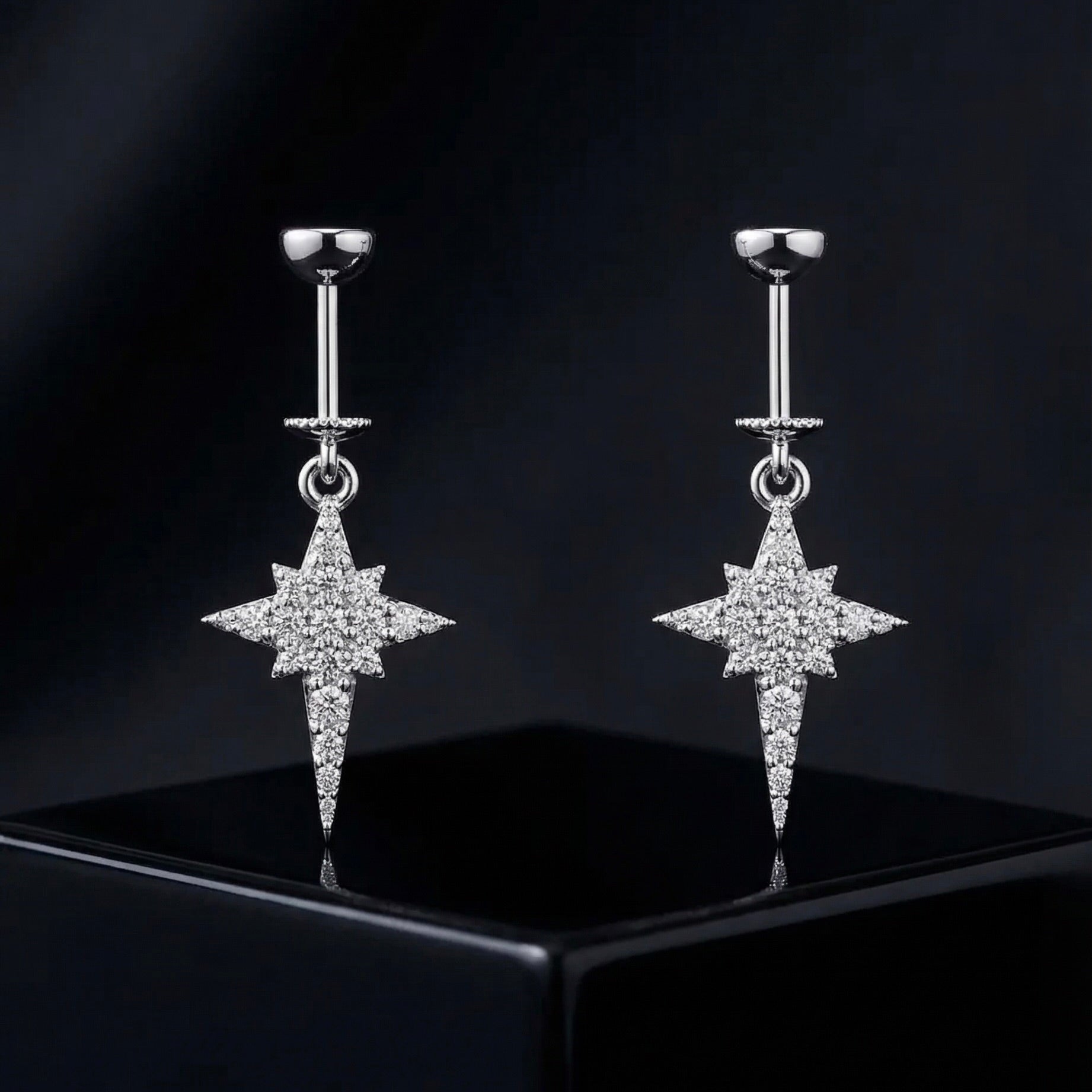 Zirconia Dangle Star Helix Hanging Earrings