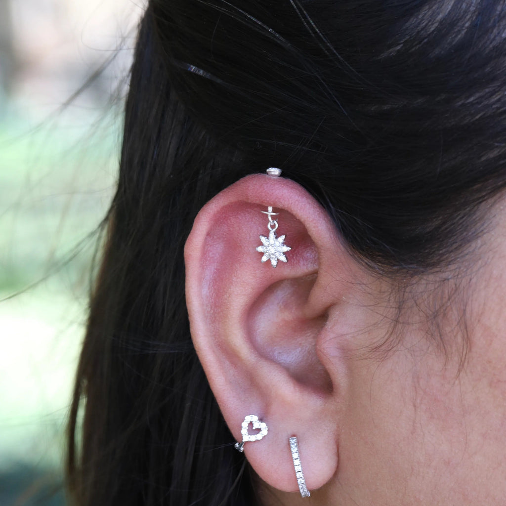 Zirconia Petal Drop Helix Hanging