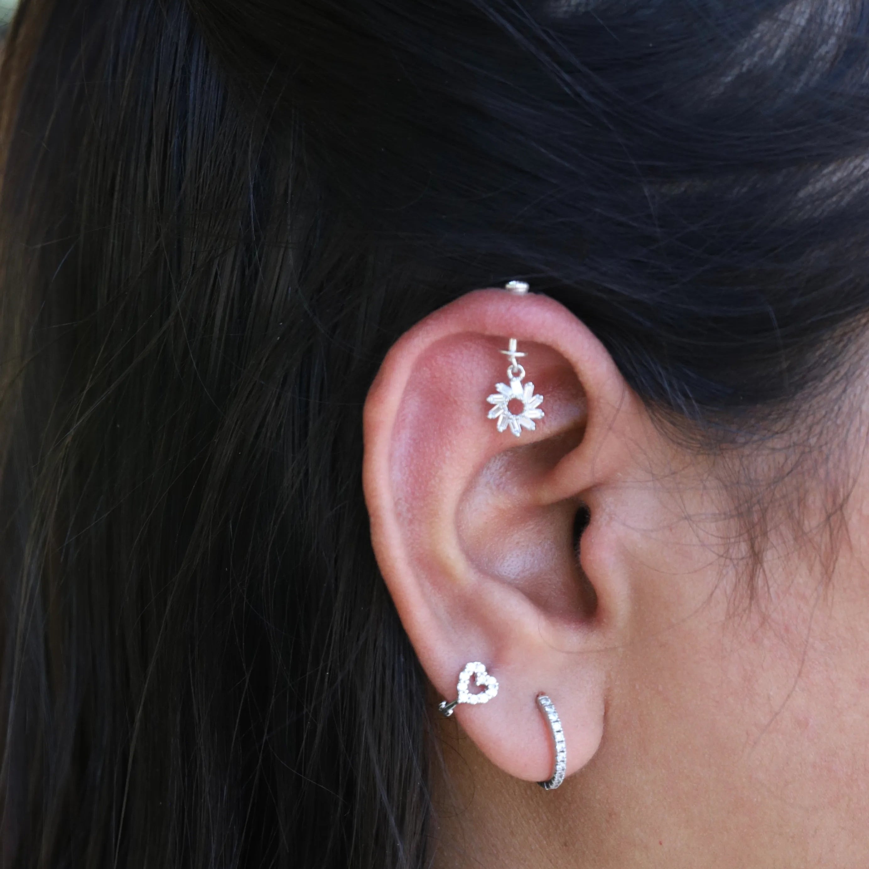 Frost Flower Helix Hanging Earrings