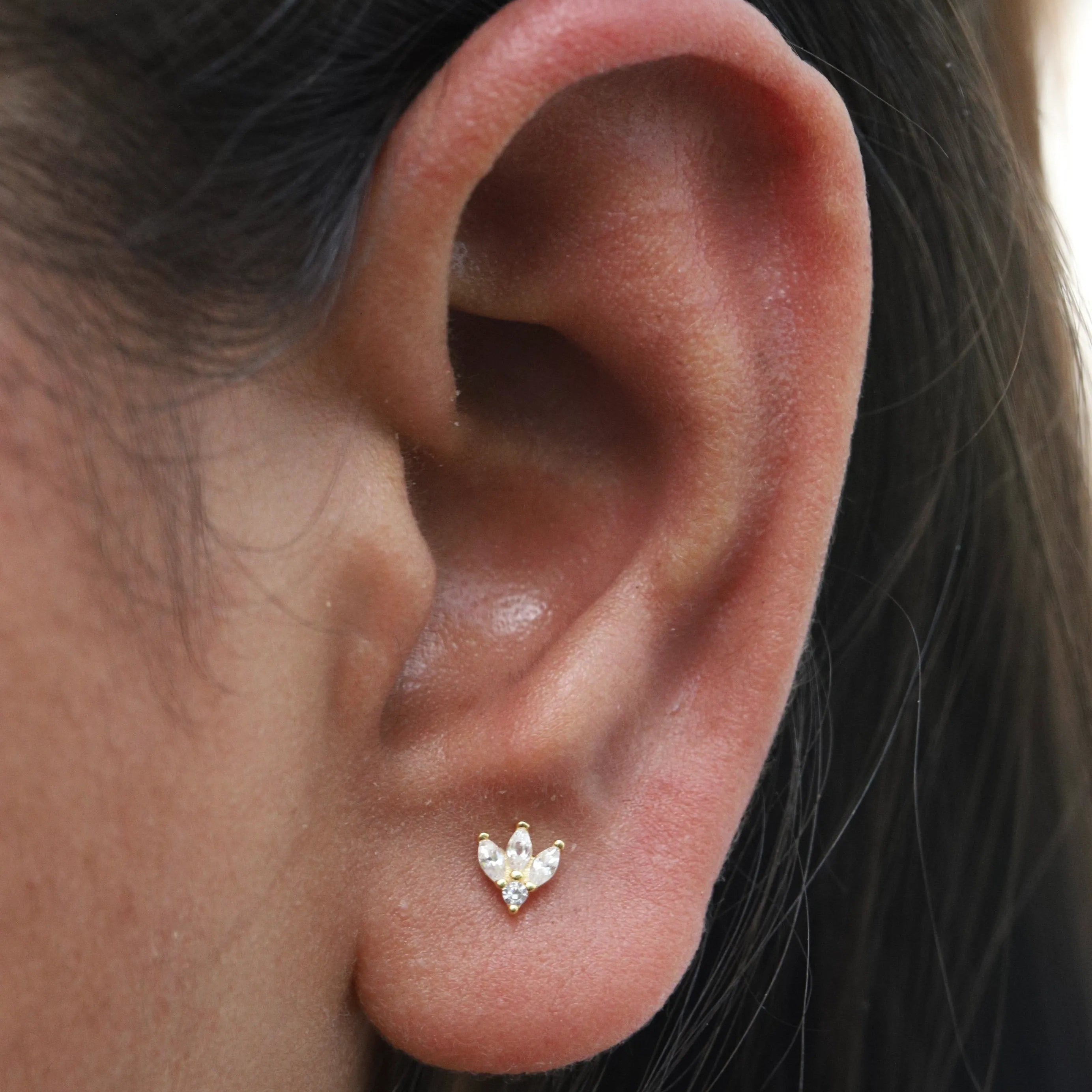 Zirconia Petal Trio Stud