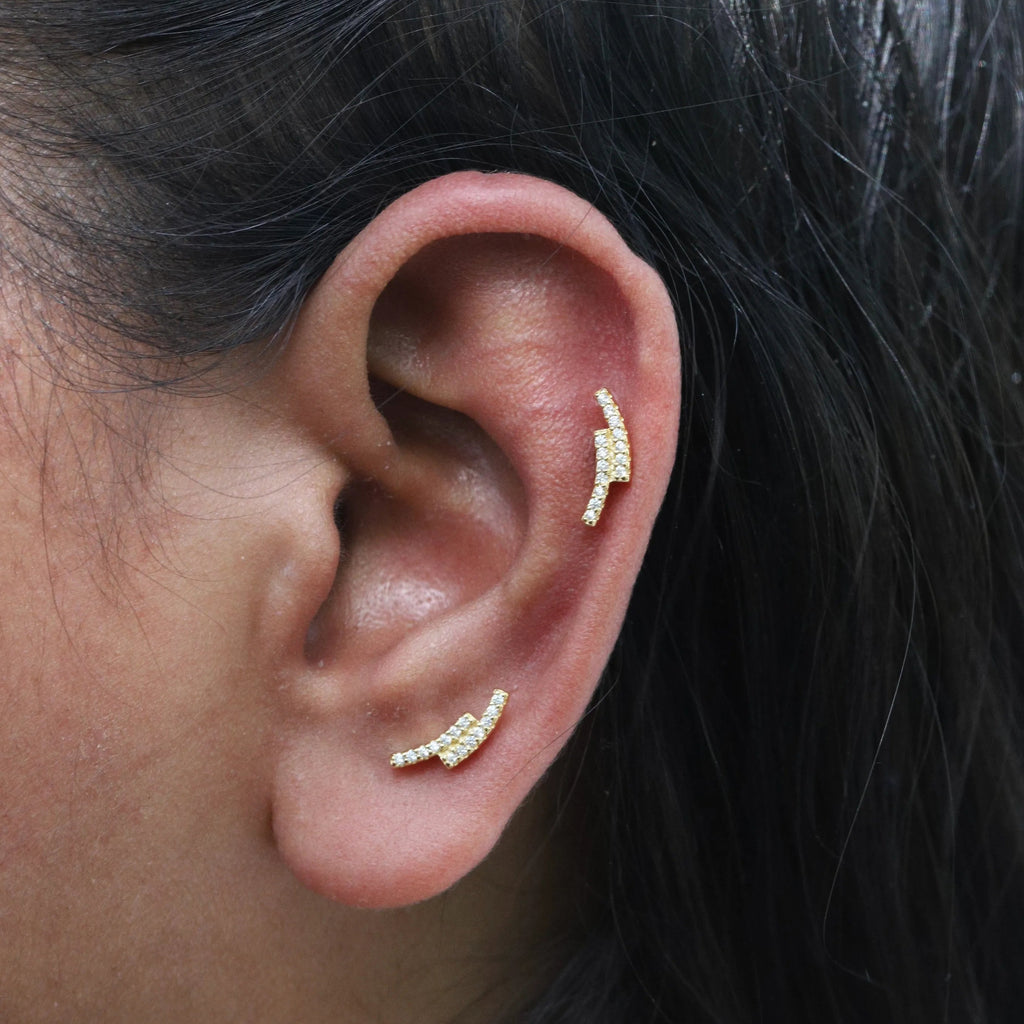 Curve Zirconia Duo Stud