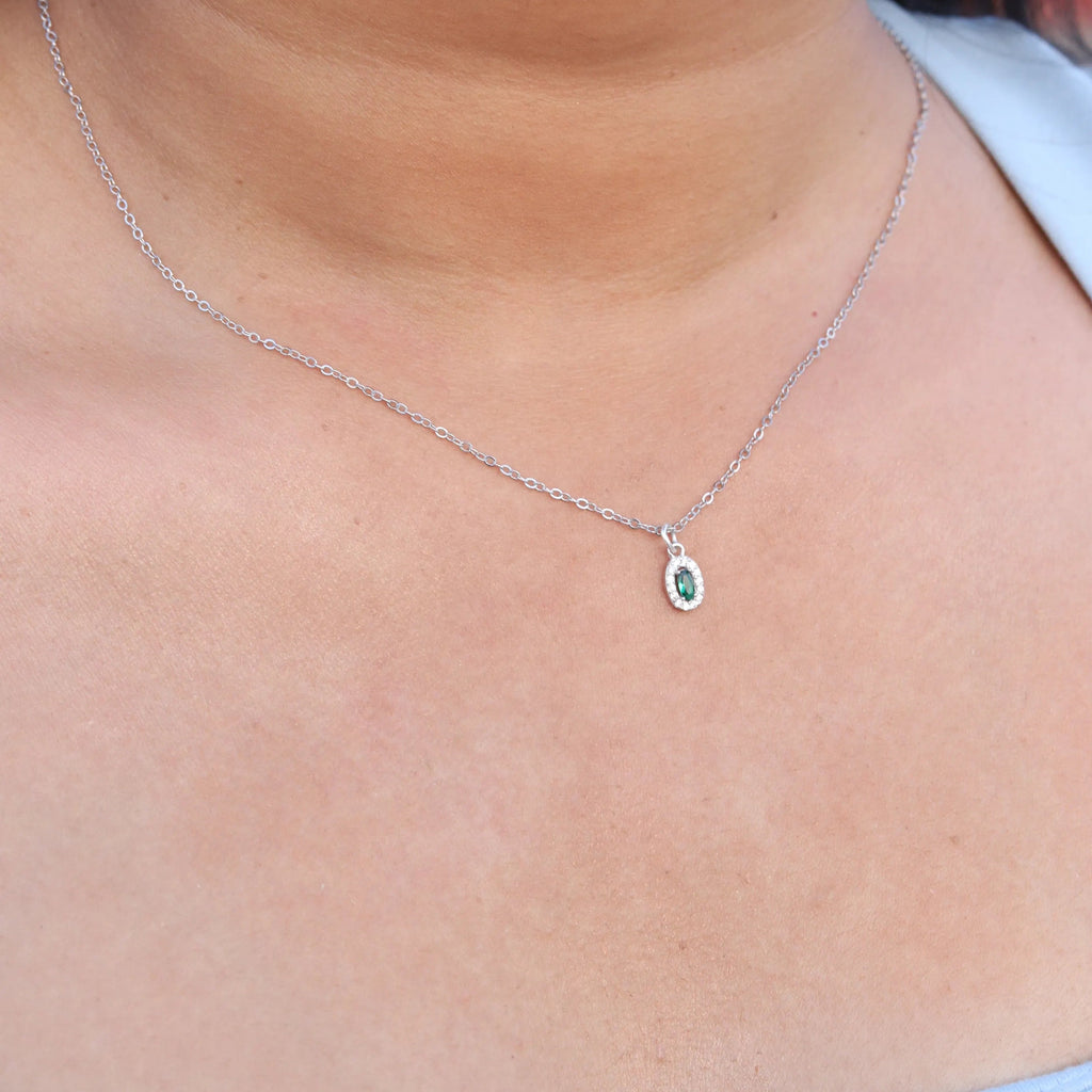 Emerald Solitare Pendant Necklace