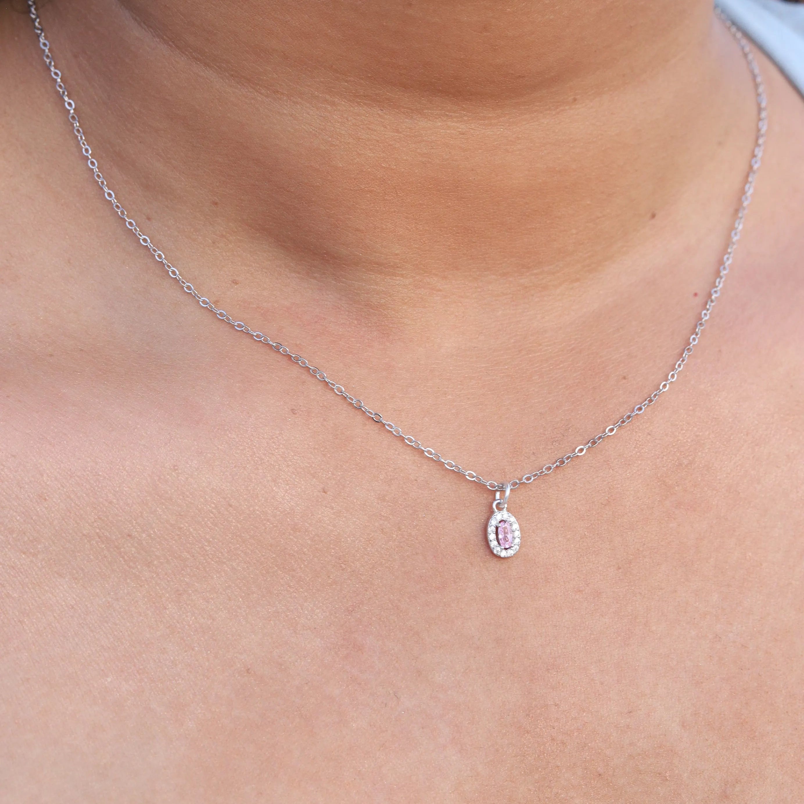 Aurora Pink Solitaire Necklace
