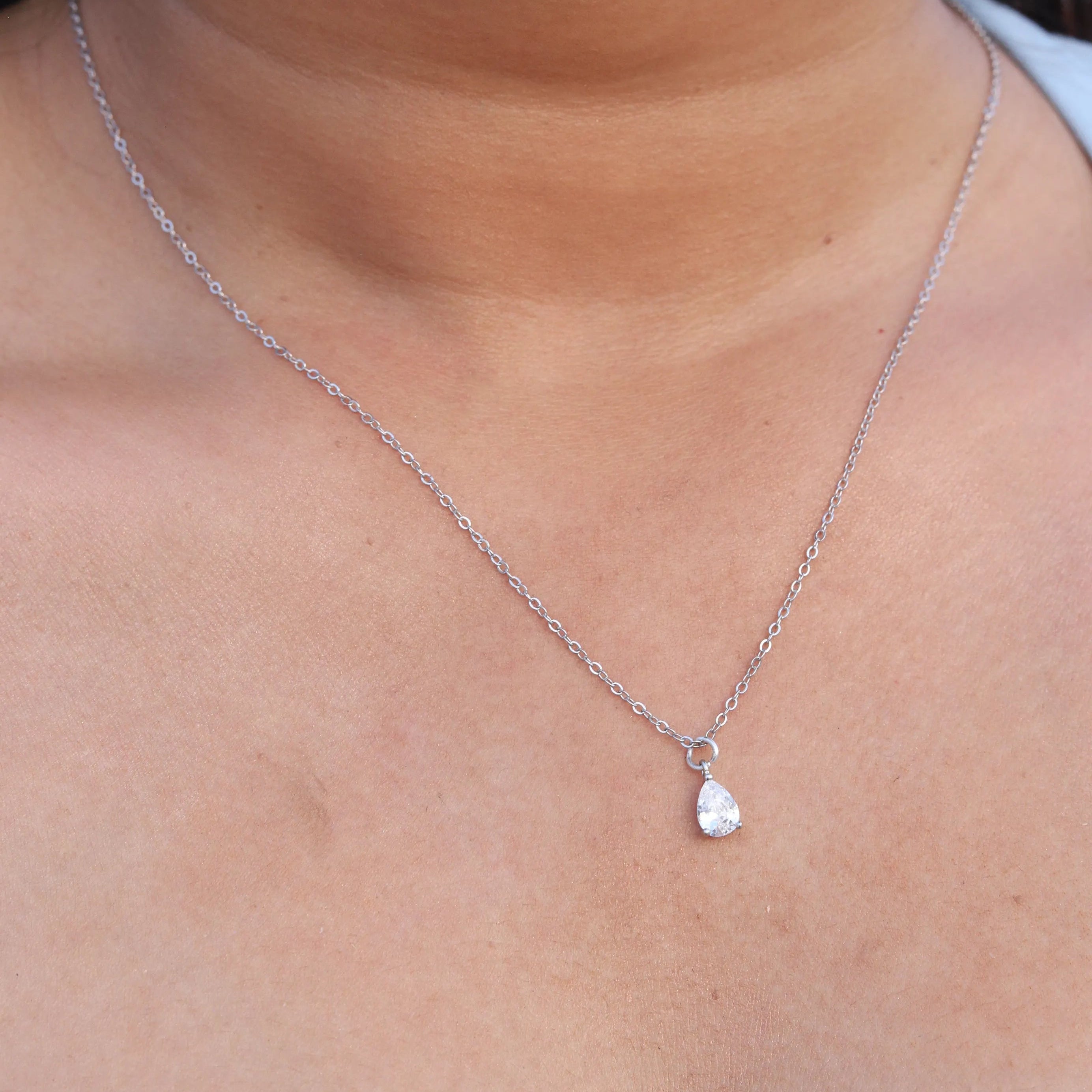 Teardrop Stone Diamond Necklace