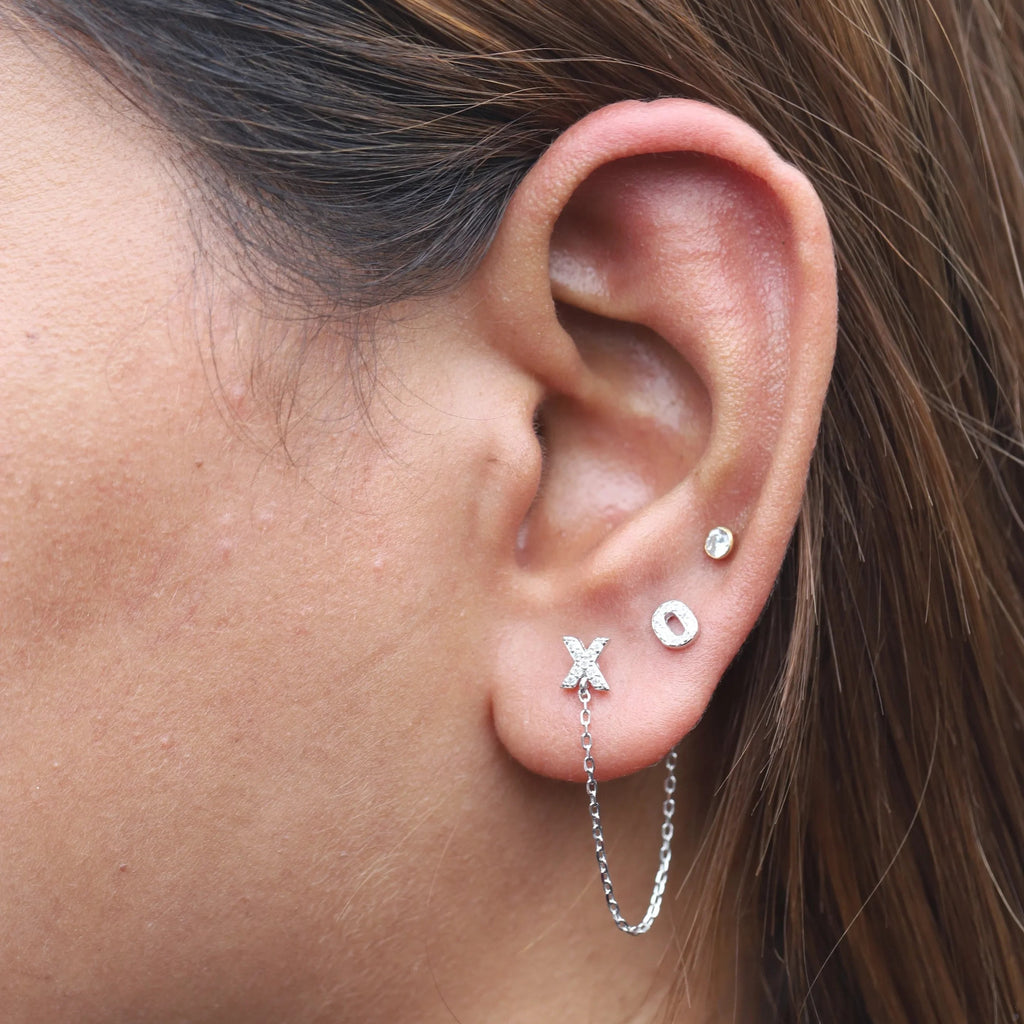 Zirconia XO Chain Connector Earrings