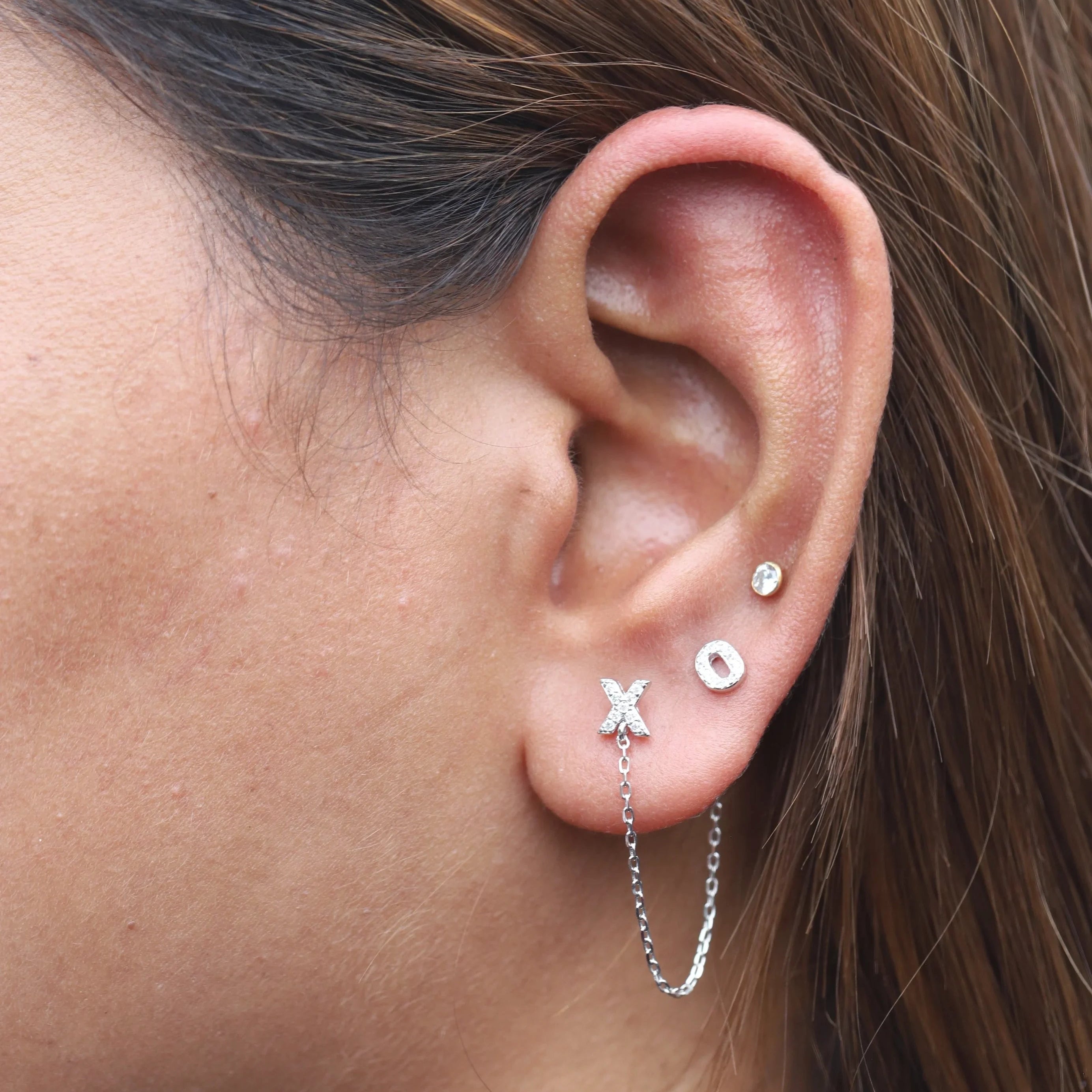 Zirconia XO Chain Connector Earrings