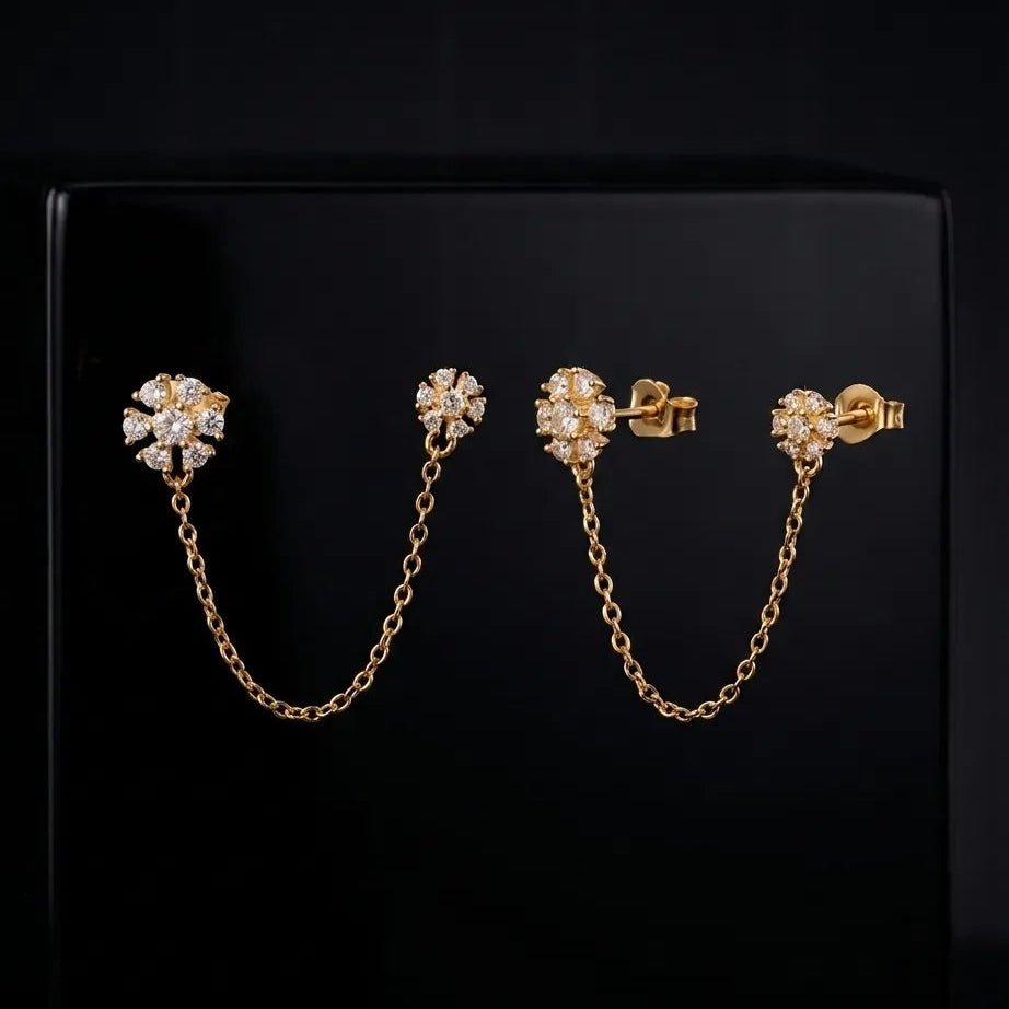 Floral Chain Connector Earrings