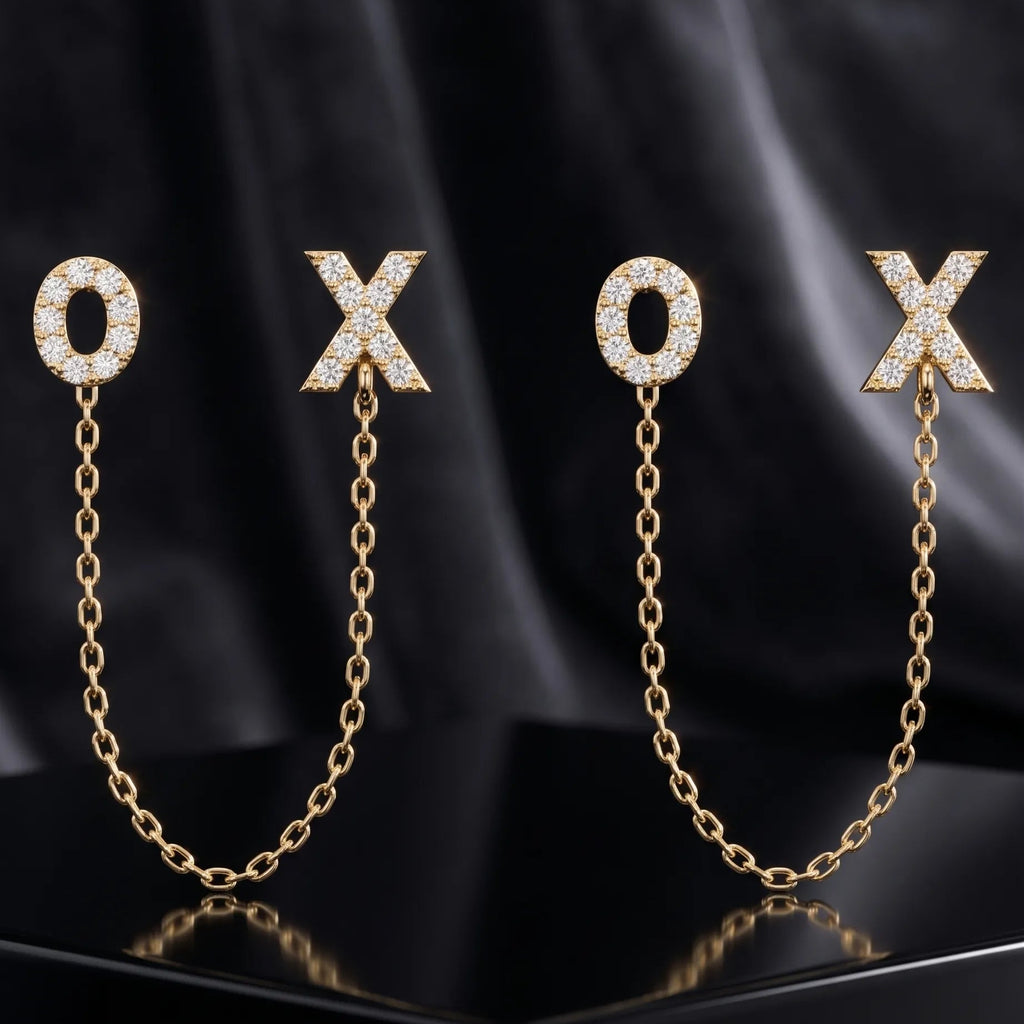 Zirconia XO Chain Connector Earrings