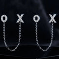 Zirconia XO Chain Connector Earrings