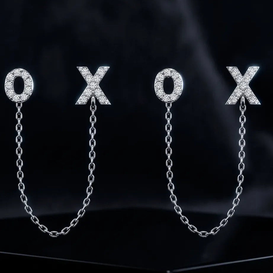 Zirconia XO Chain Connector Earrings