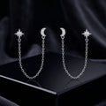 Star & Moon Chain Connector Earrings
