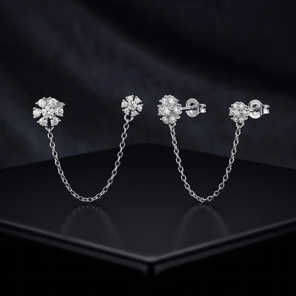Floral Chain Connector Earrings