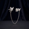 2 in 1 Butterfly Zirconia Chain Connector Earrings